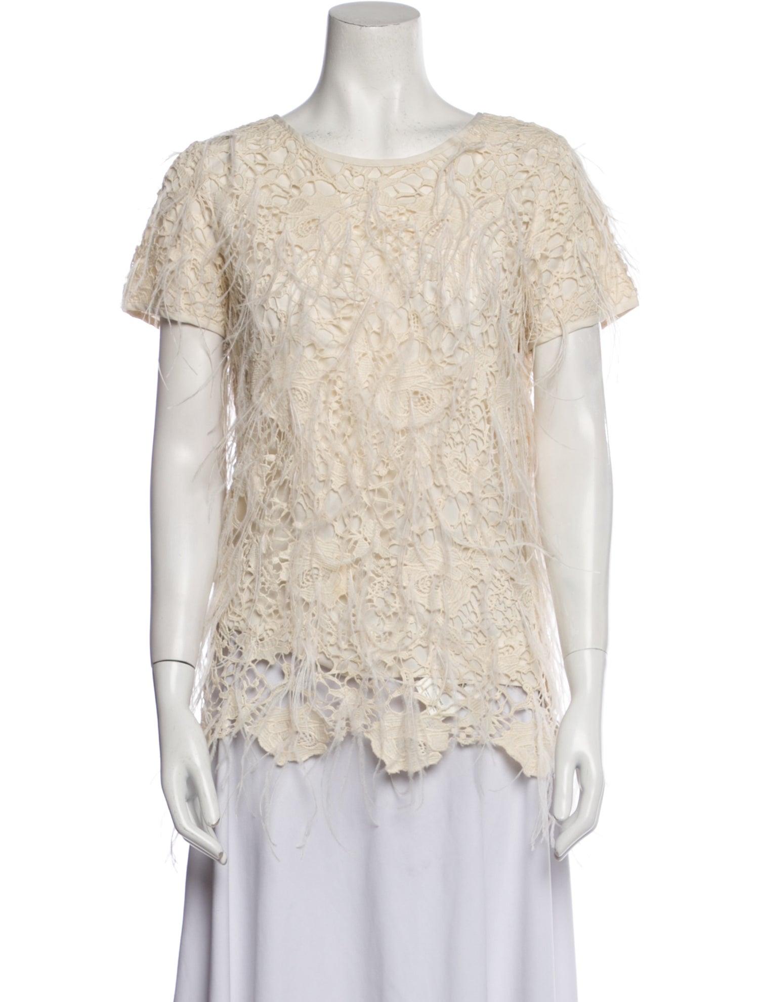 ZAC Zac Posen Lace Pattern Scoop Neck Blouse