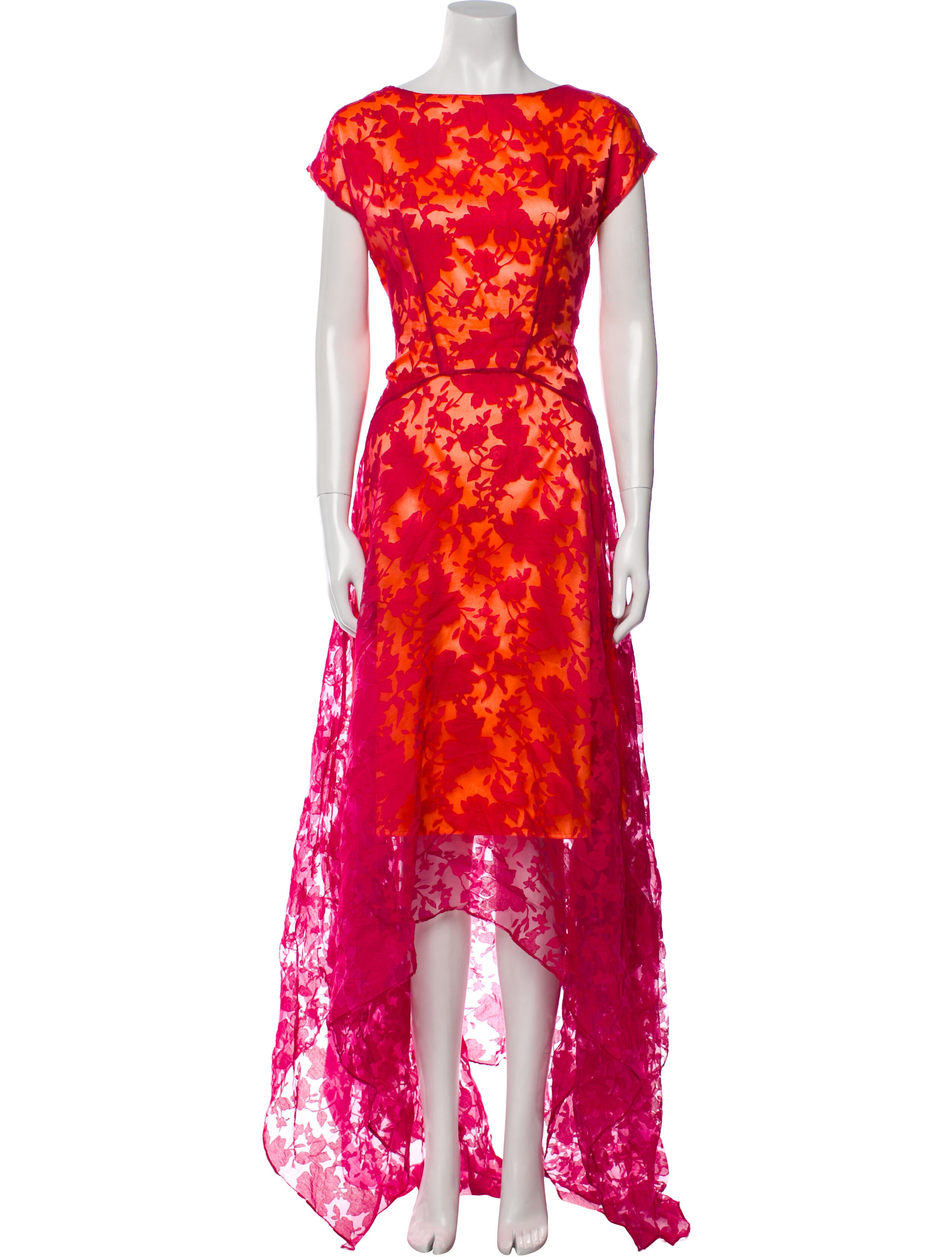 ZAC Zac Posen Floral Print Long Dress