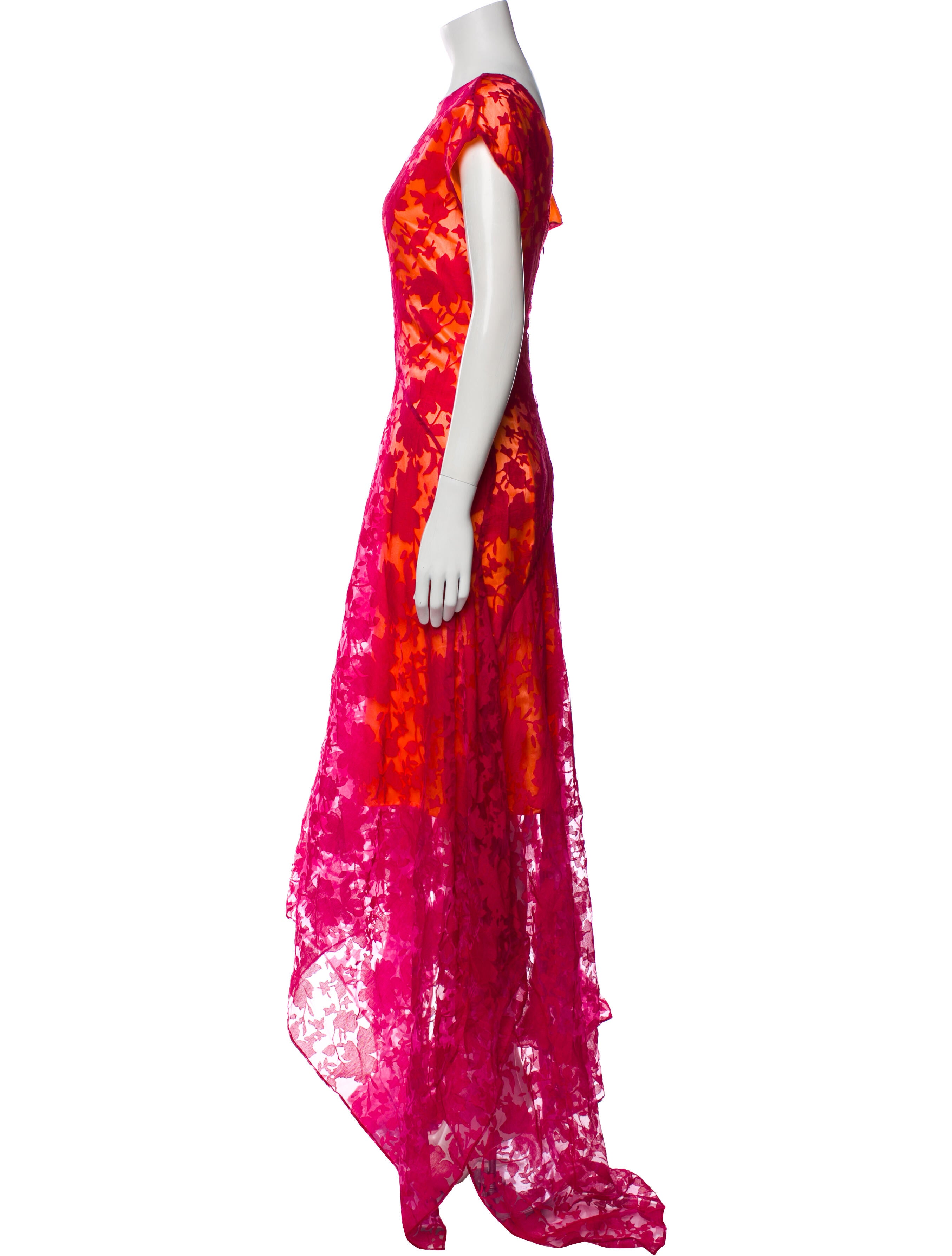 ZAC Zac Posen Floral Print Long Dress