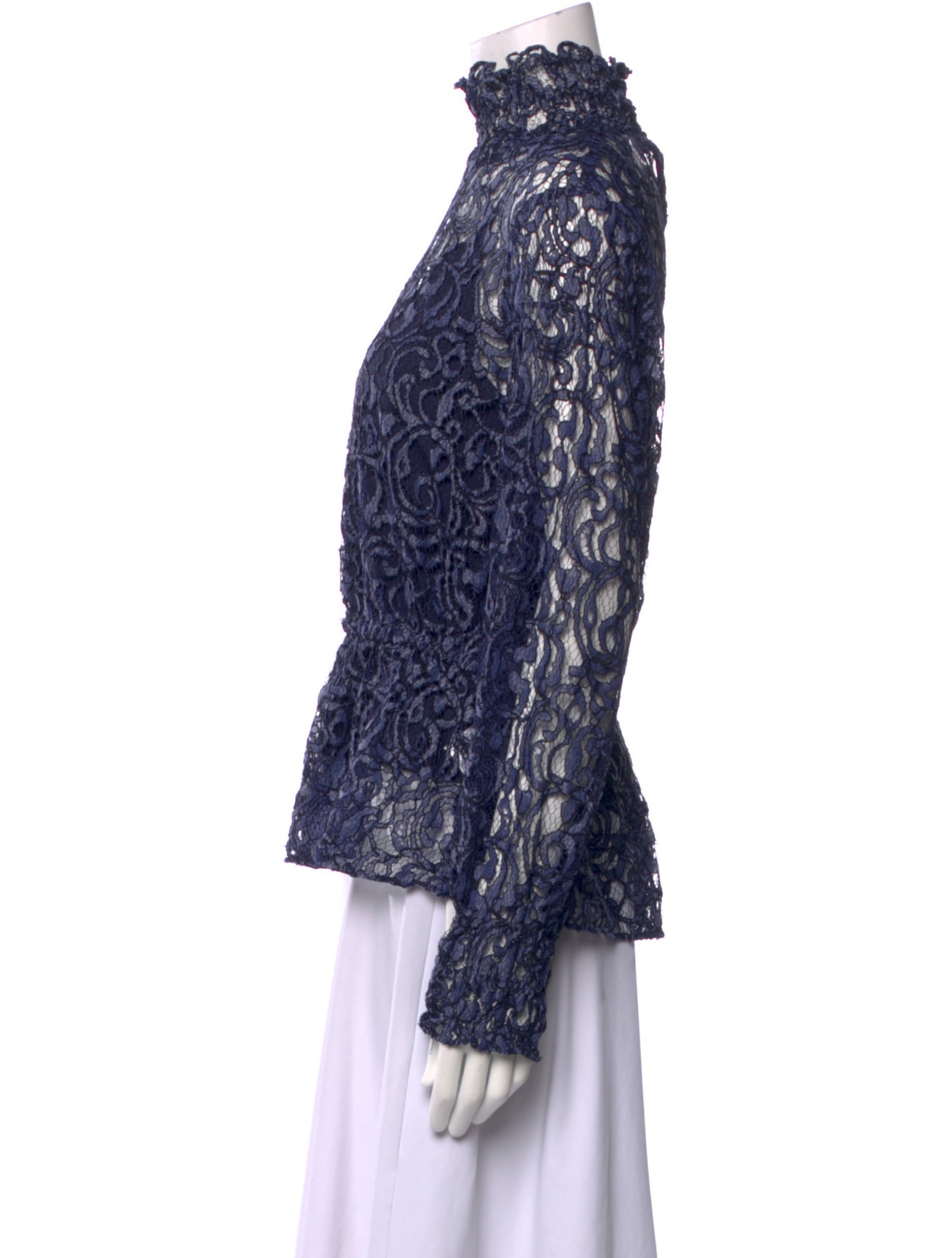 ZAC Zac Posen Lace Pattern Mock Neck Blouse