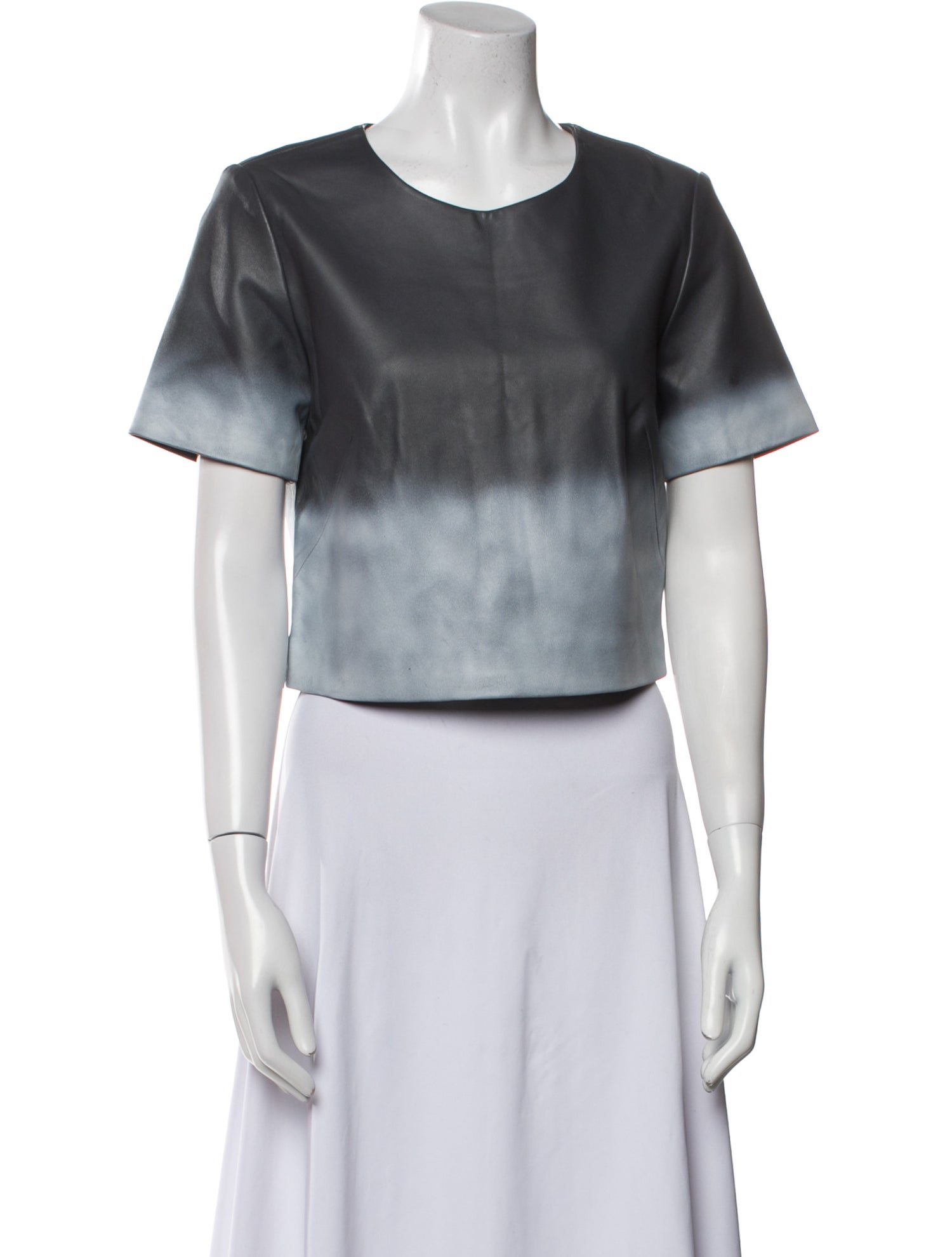 ZAC Zac Posen Leather Crew Neck Crop Top