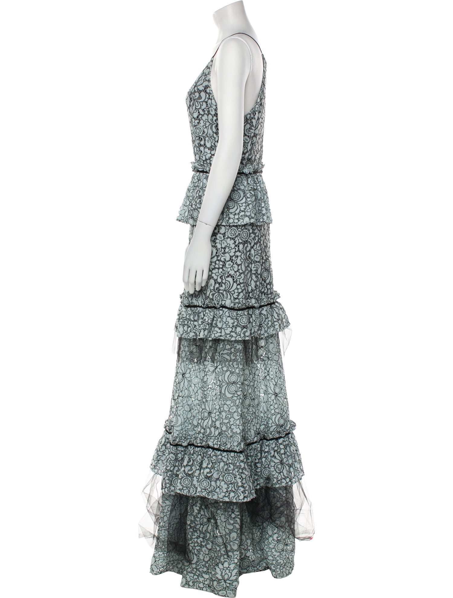 ZAC Zac Posen Printed Long Dress