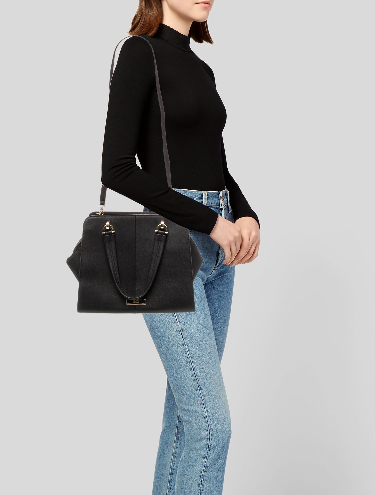 ZAC Zac Posen Saffiano Leather Shoulder Bag