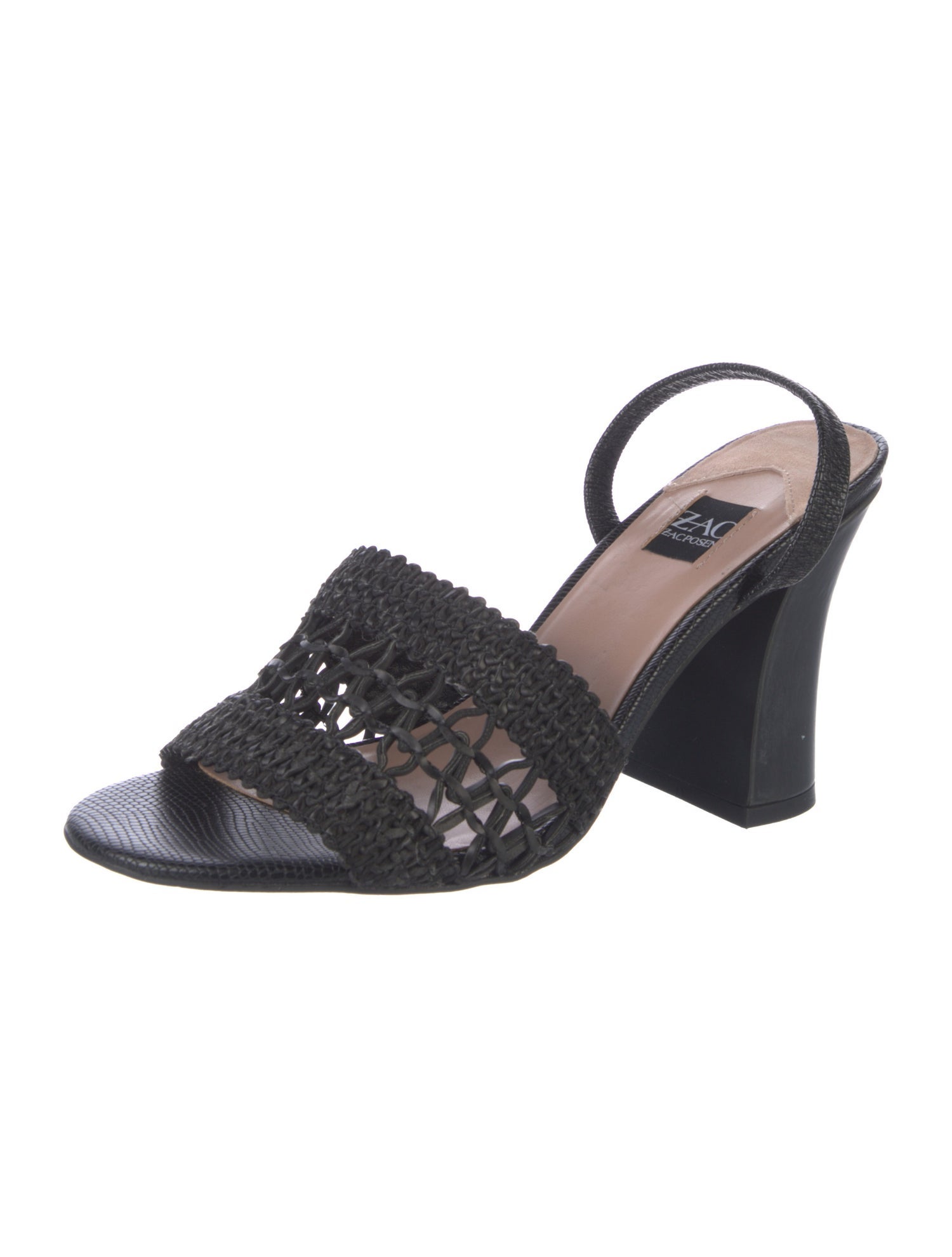 ZAC Zac Posen Leather Lace Pattern Slingback Sandals