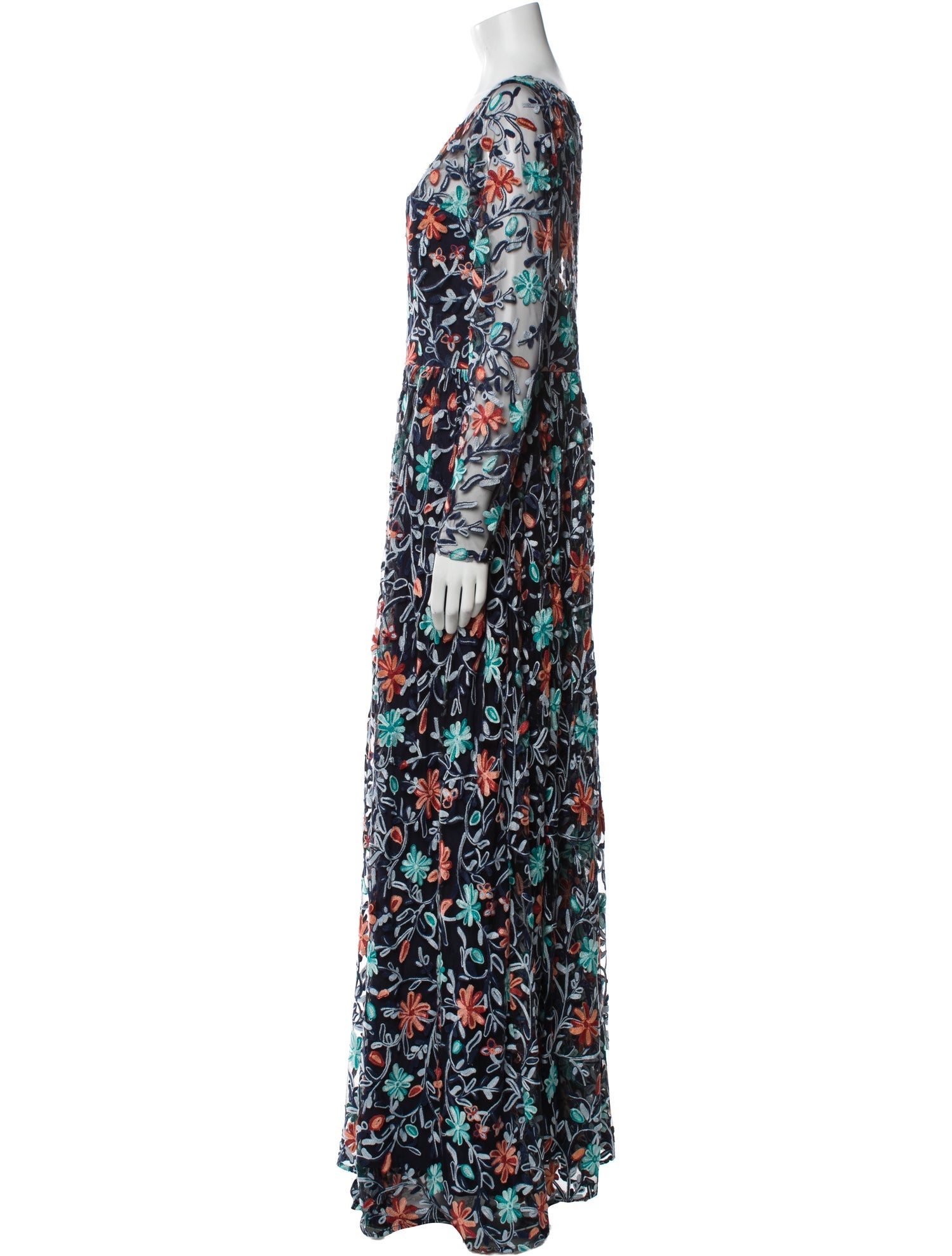 ZAC Zac Posen Floral Print Long Dress