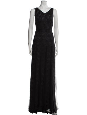 ZAC Zac Posen V-Neck Long Dress