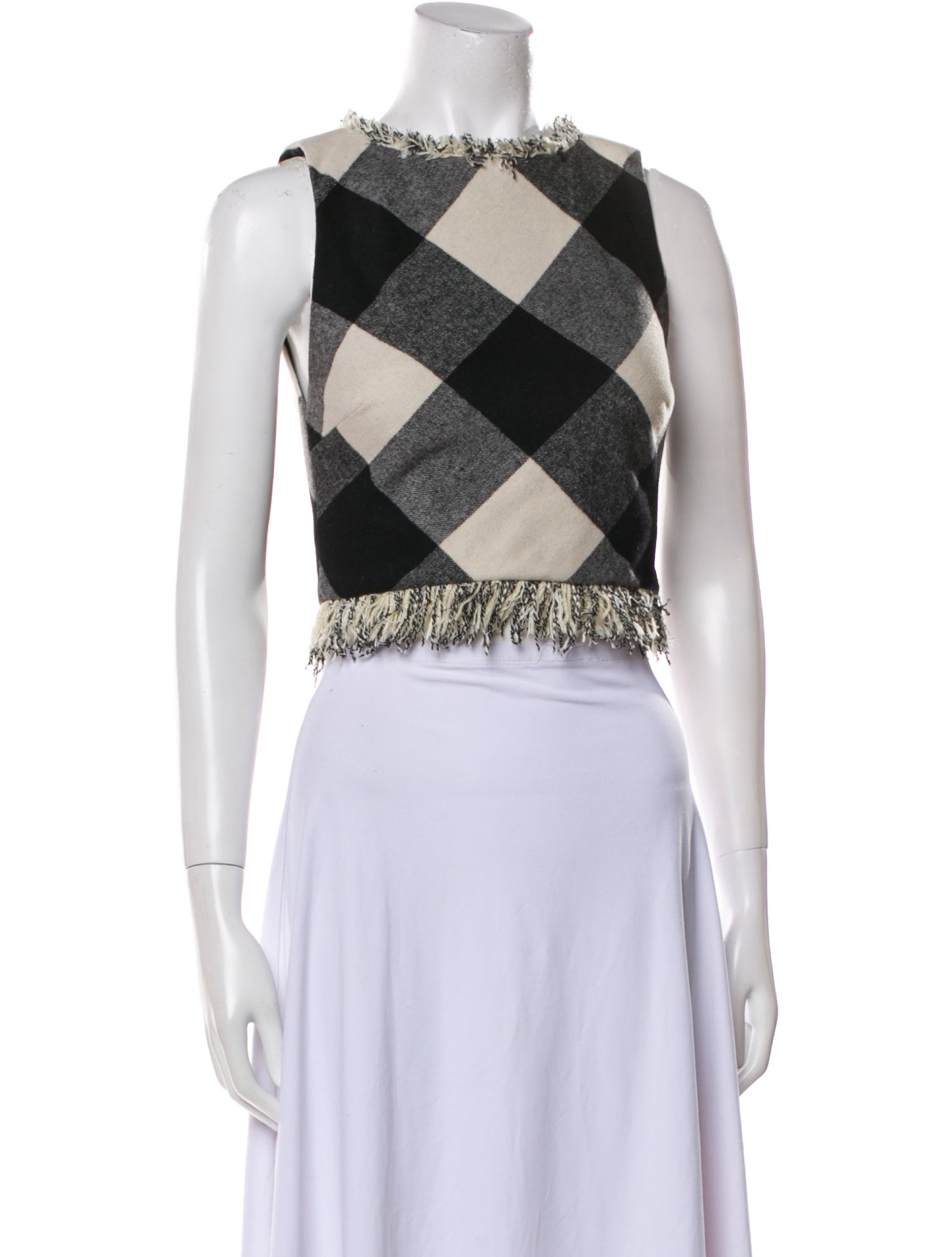 ZAC Zac Posen Plaid Print Crew Neck Crop Top