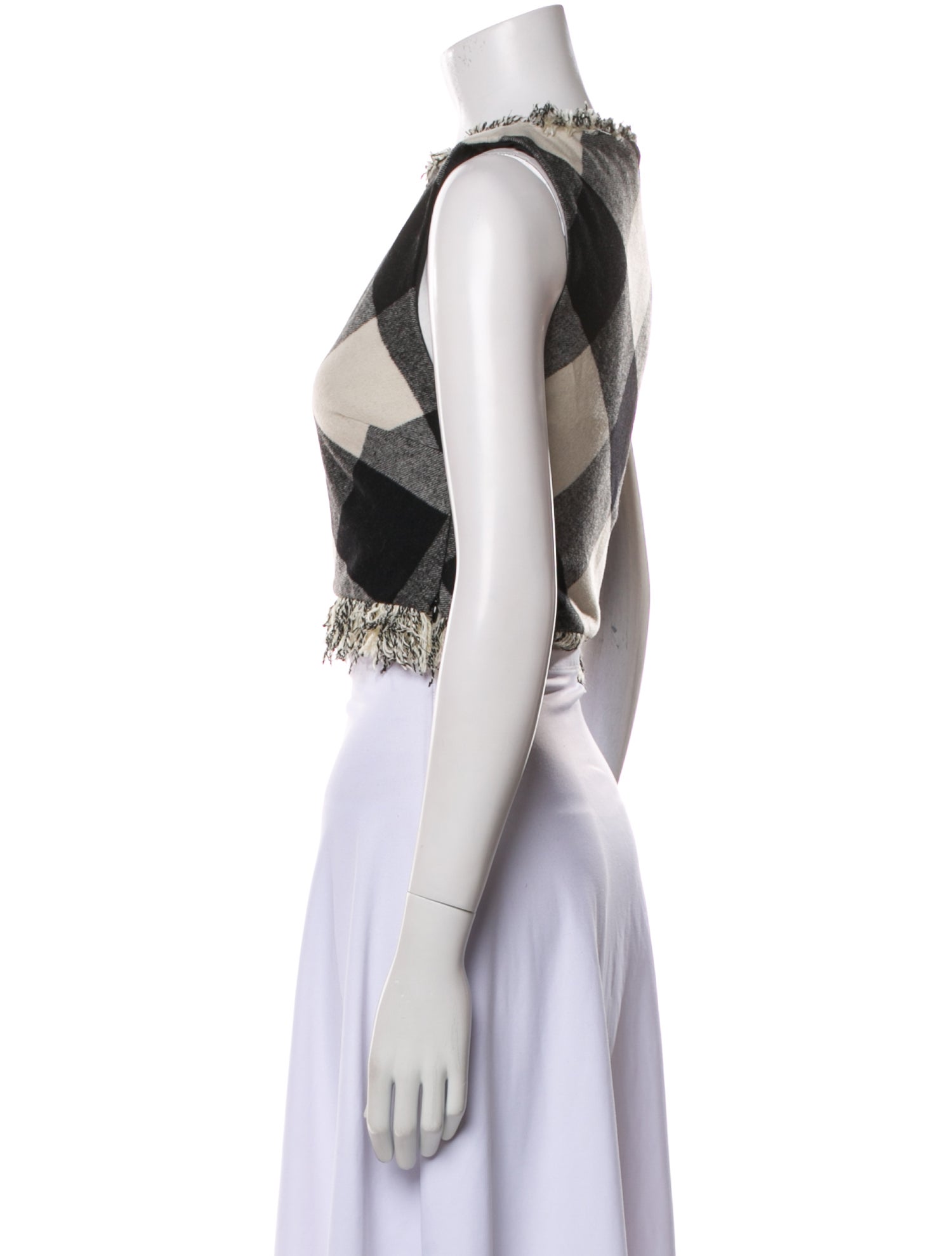 ZAC Zac Posen Plaid Print Crew Neck Crop Top