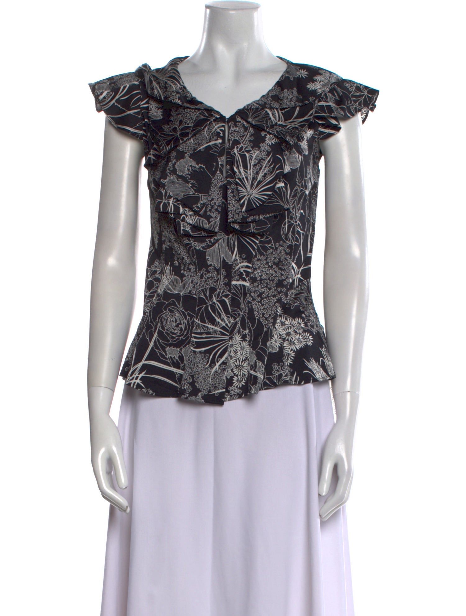 ZAC Zac Posen Printed V-Neck Blouse