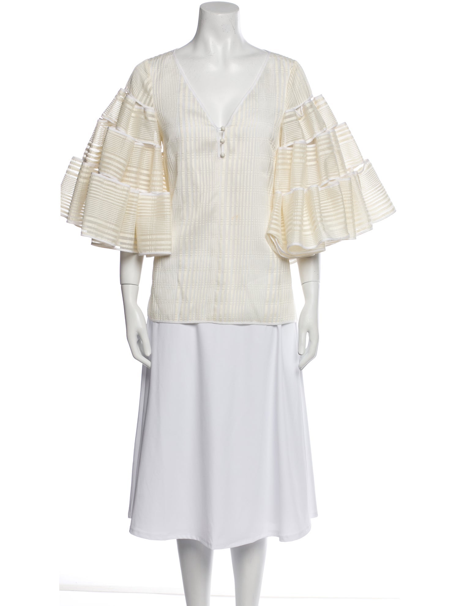 ZAC Zac Posen Plaid Print V-Neck Blouse