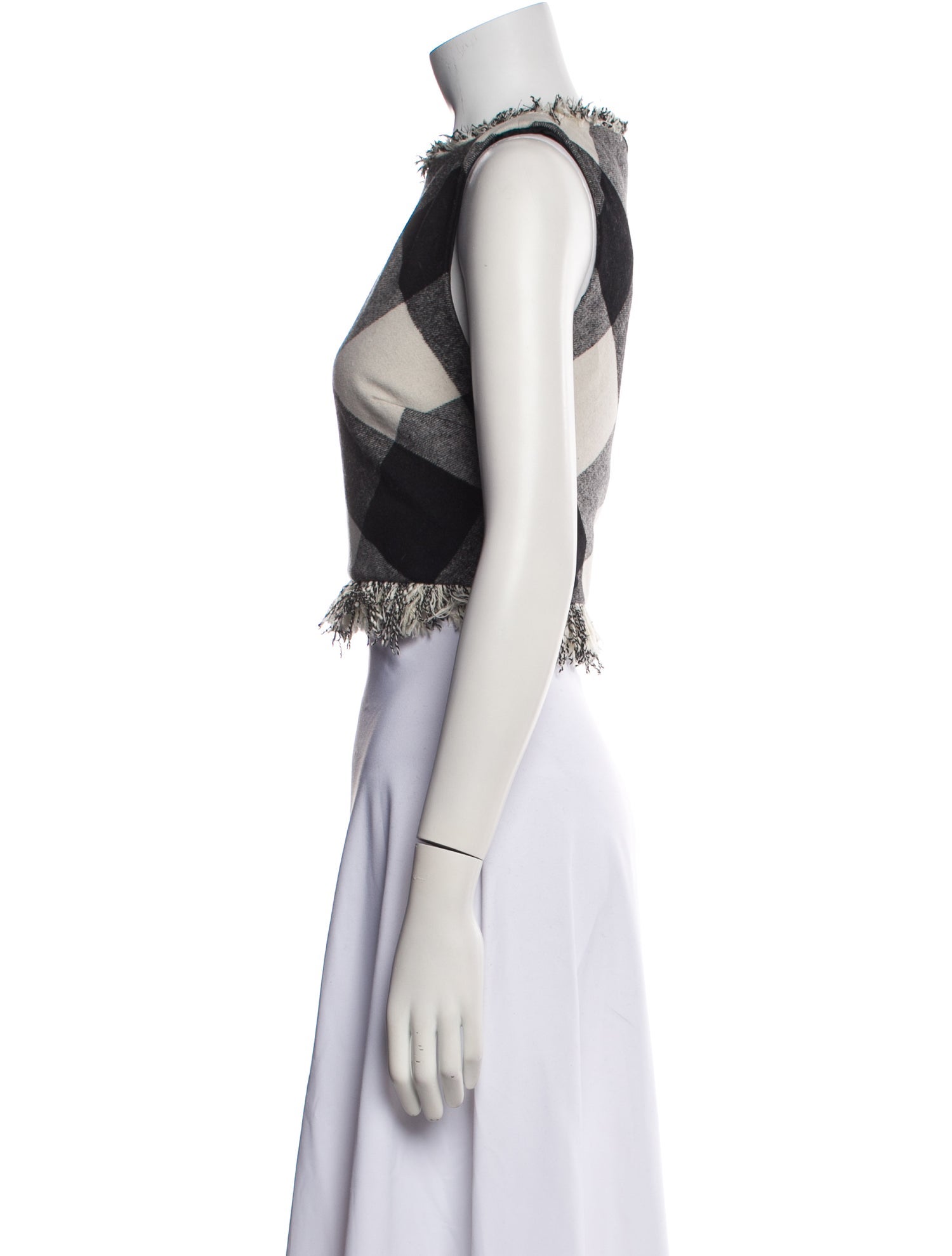 ZAC Zac Posen Plaid Print Crew Neck Crop Top