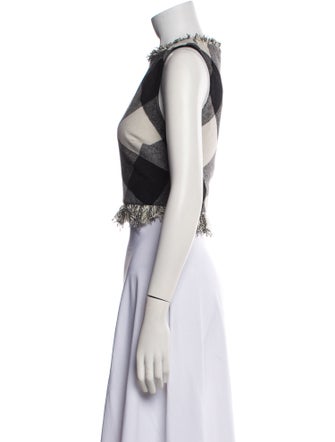 ZAC Zac Posen Plaid Print Crew Neck Crop Top