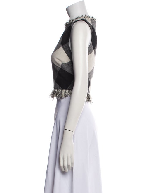 ZAC Zac Posen Plaid Print Crew Neck Crop Top