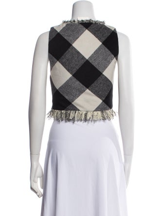 ZAC Zac Posen Plaid Print Crew Neck Crop Top