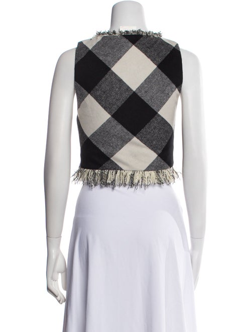 ZAC Zac Posen Plaid Print Crew Neck Crop Top