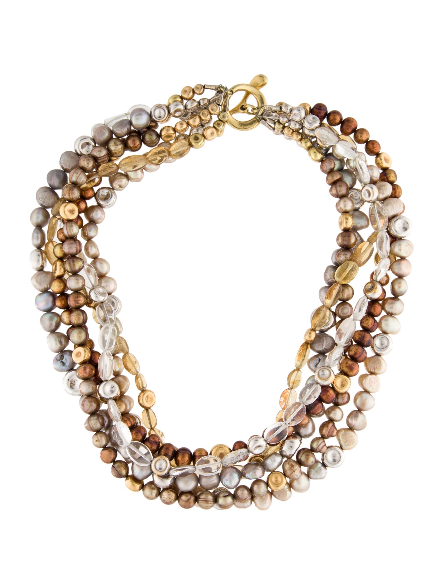 Robert Lee Morris 18K Dyed Pearl, Citrine & Quartz Multistrand Necklace