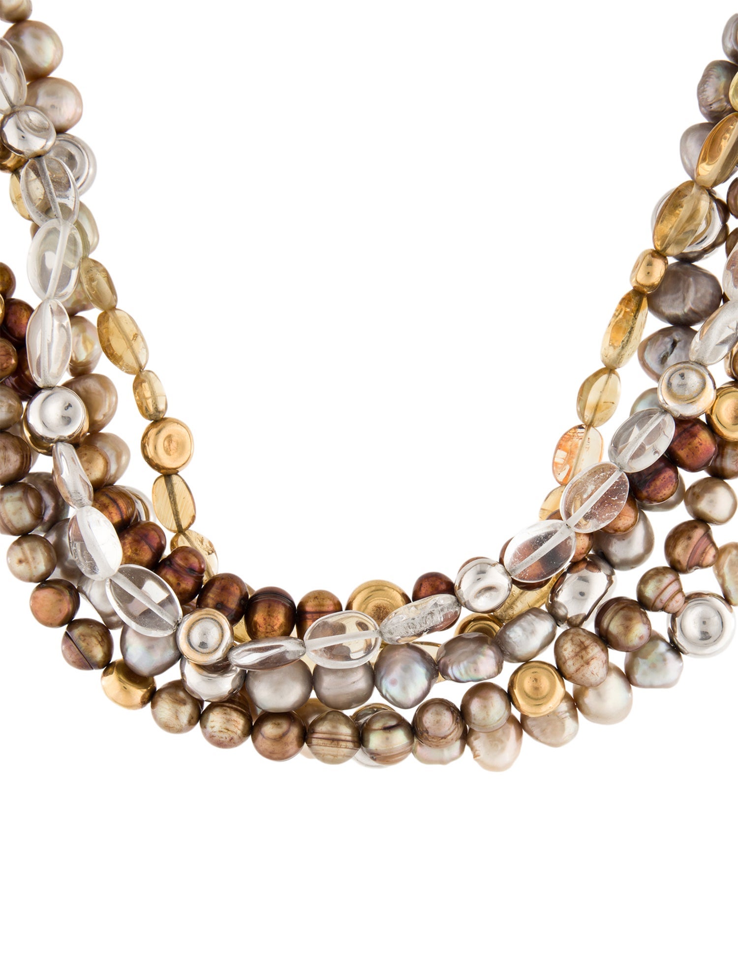 Robert Lee Morris 18K Dyed Pearl, Citrine & Quartz Multistrand Necklace