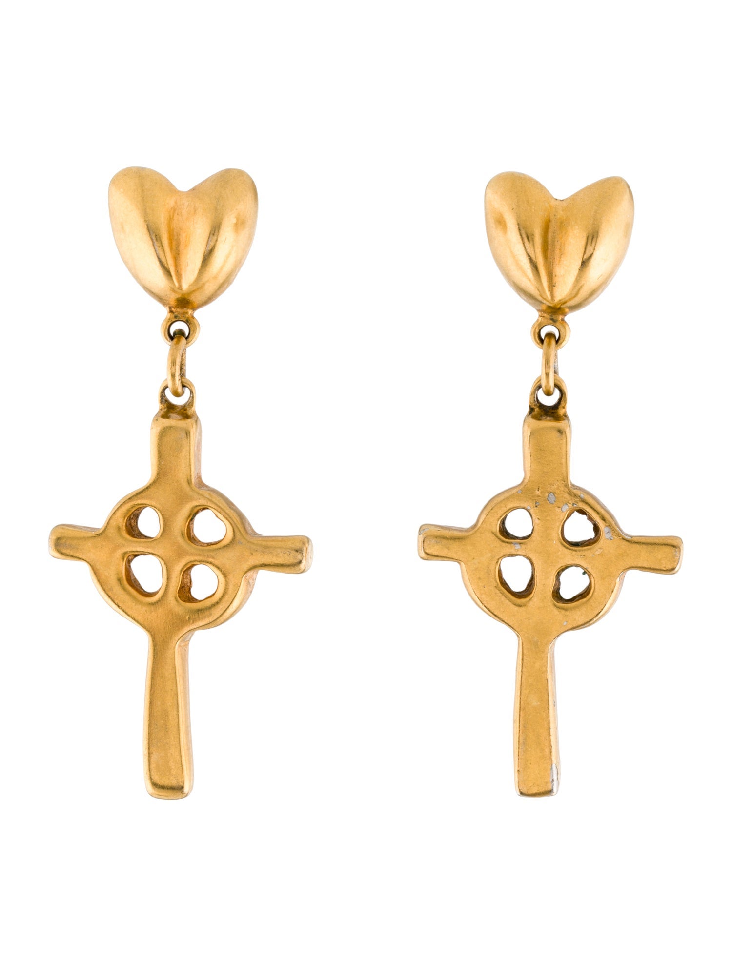 Robert Lee Morris Heart and Cross Drop Earrings
