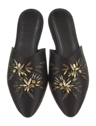 Zyne Satin Crystal Embellishments Mules