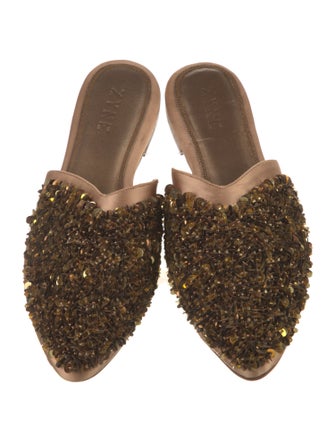 Zyne Satin Sequin Embellishments Mules