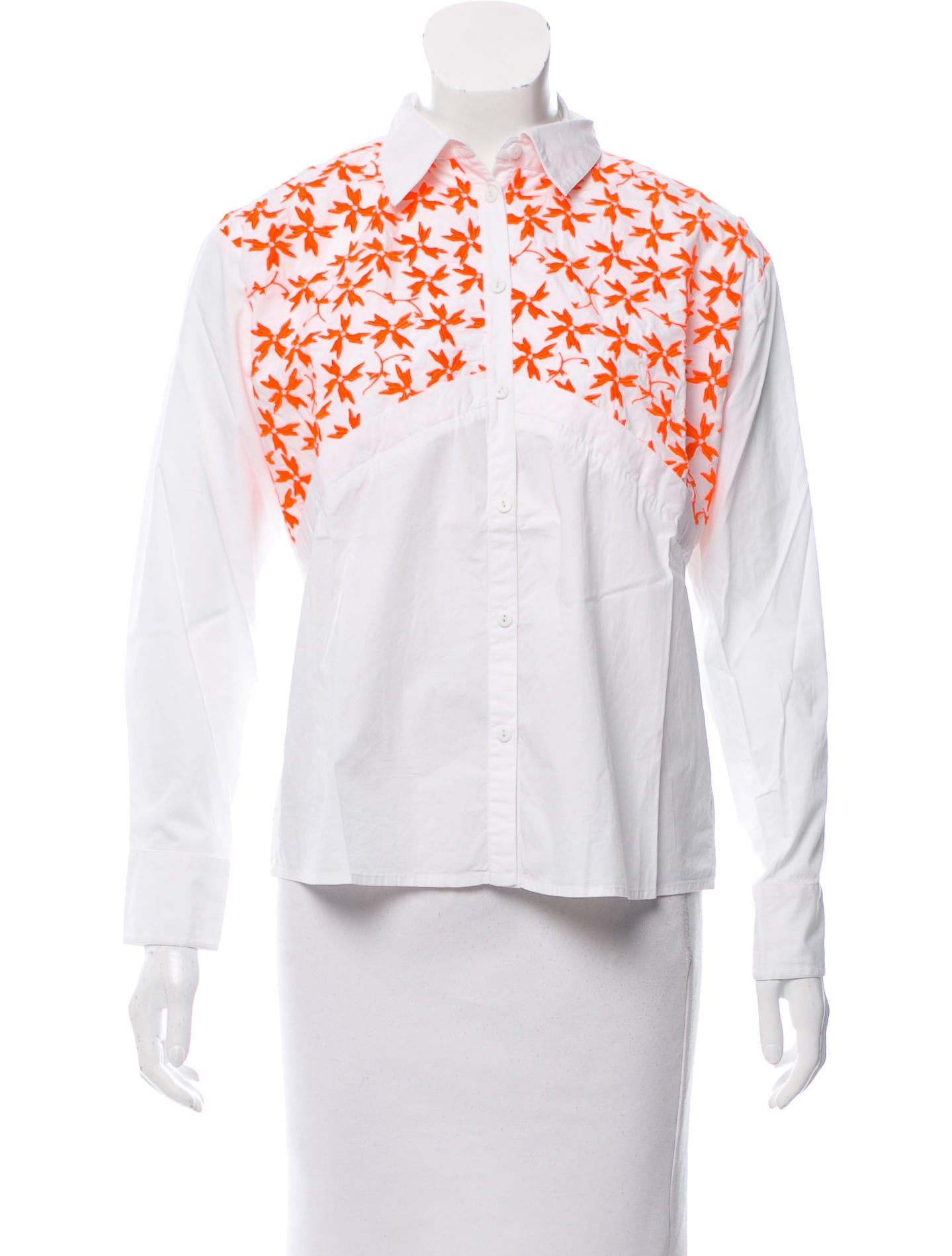 Tanya Taylor Embroidered Long Sleeve Blouse
