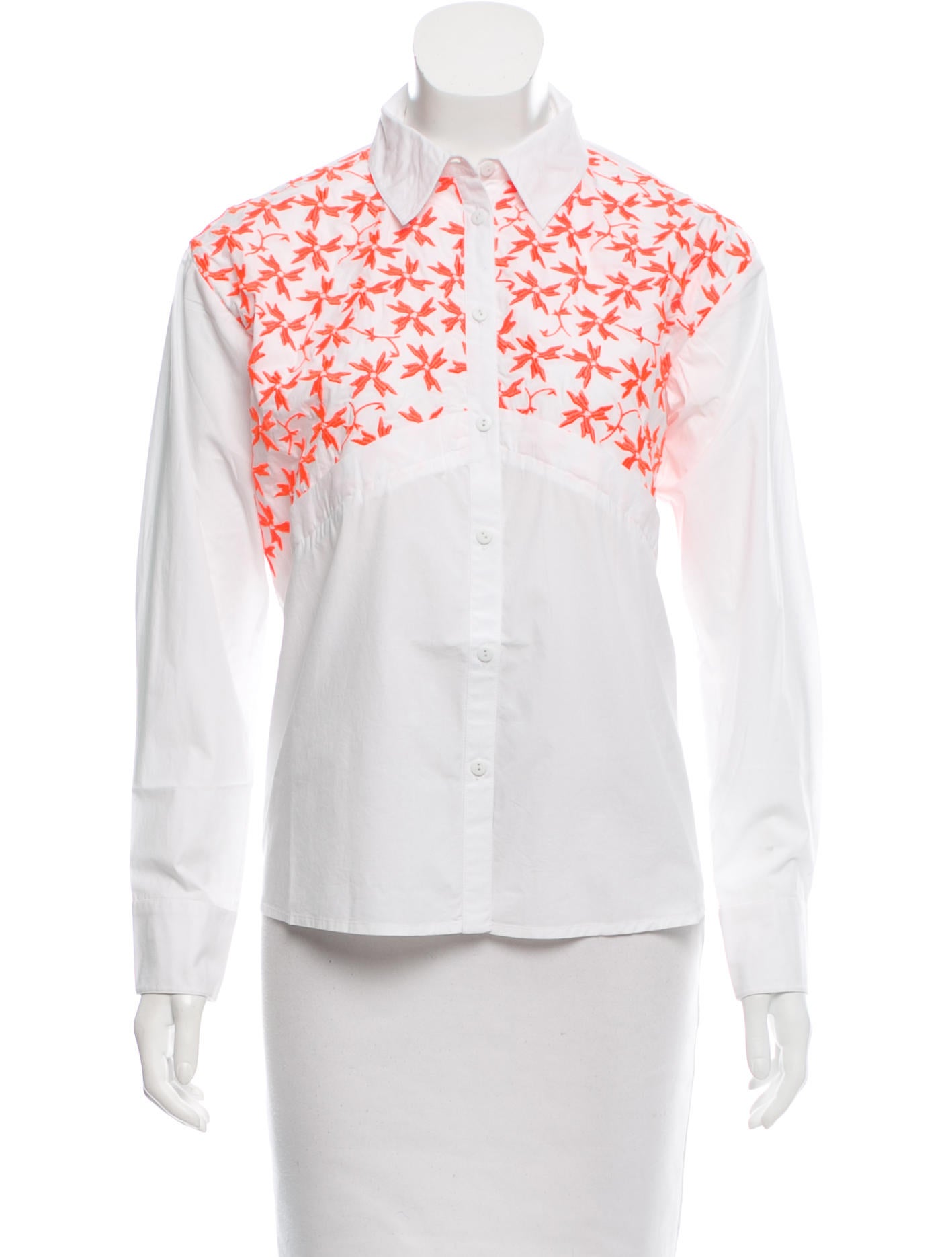 Tanya Taylor Embroidered Button-Up Top