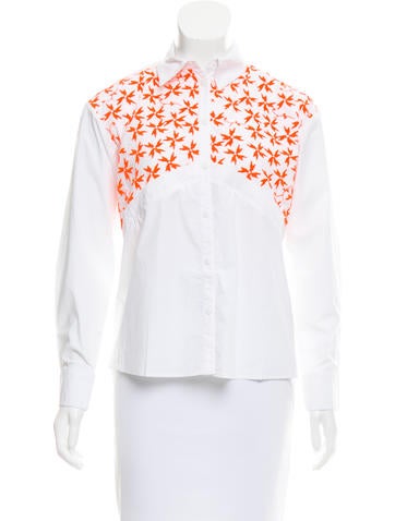 Tanya Taylor Tops Embroidered Button-Up Top US 0 | XS