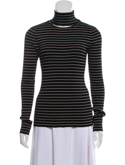 Tanya Taylor Striped Turtleneck Sweater Black