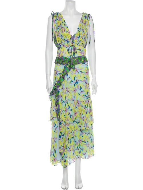 Tanya Taylor Silk Long Dress Yellow