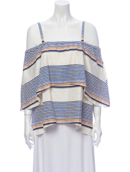 Tanya Taylor Striped Square Neckline Blouse