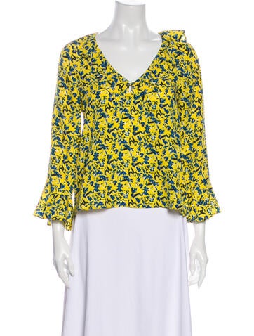 Tanya Taylor Tops Silk Floral Print Blouse US 0 | XS