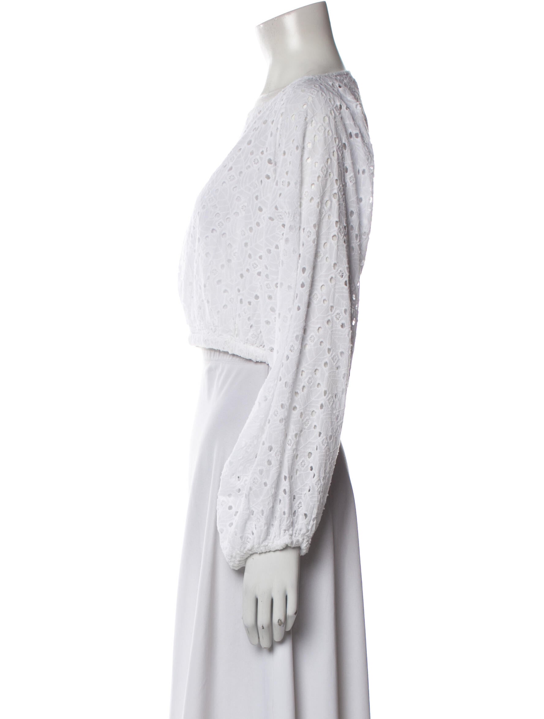 Tanya Taylor Bateau Neckline Long Sleeve Crop Top w/ Tags