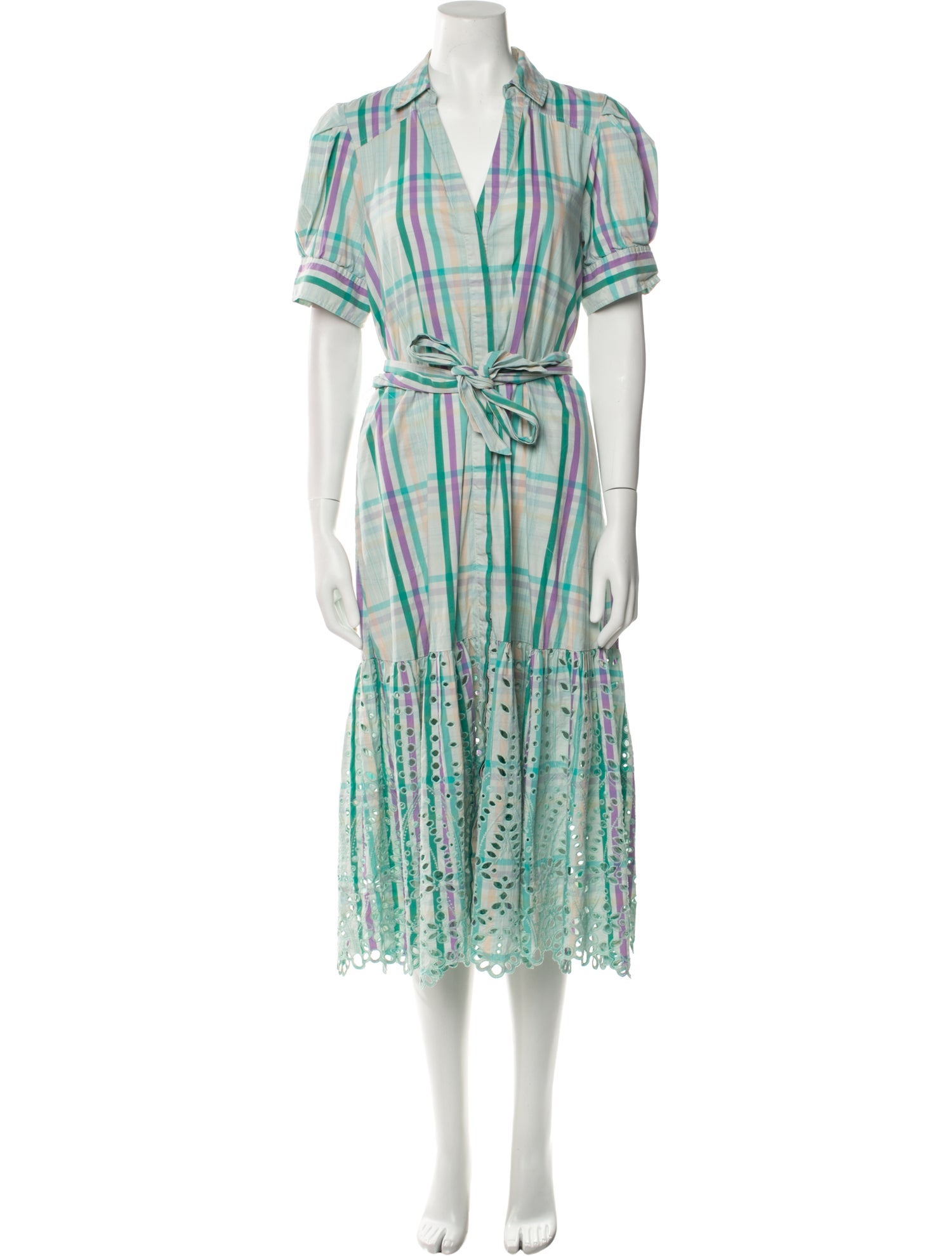 Tanya Taylor Plaid Print Long Dress