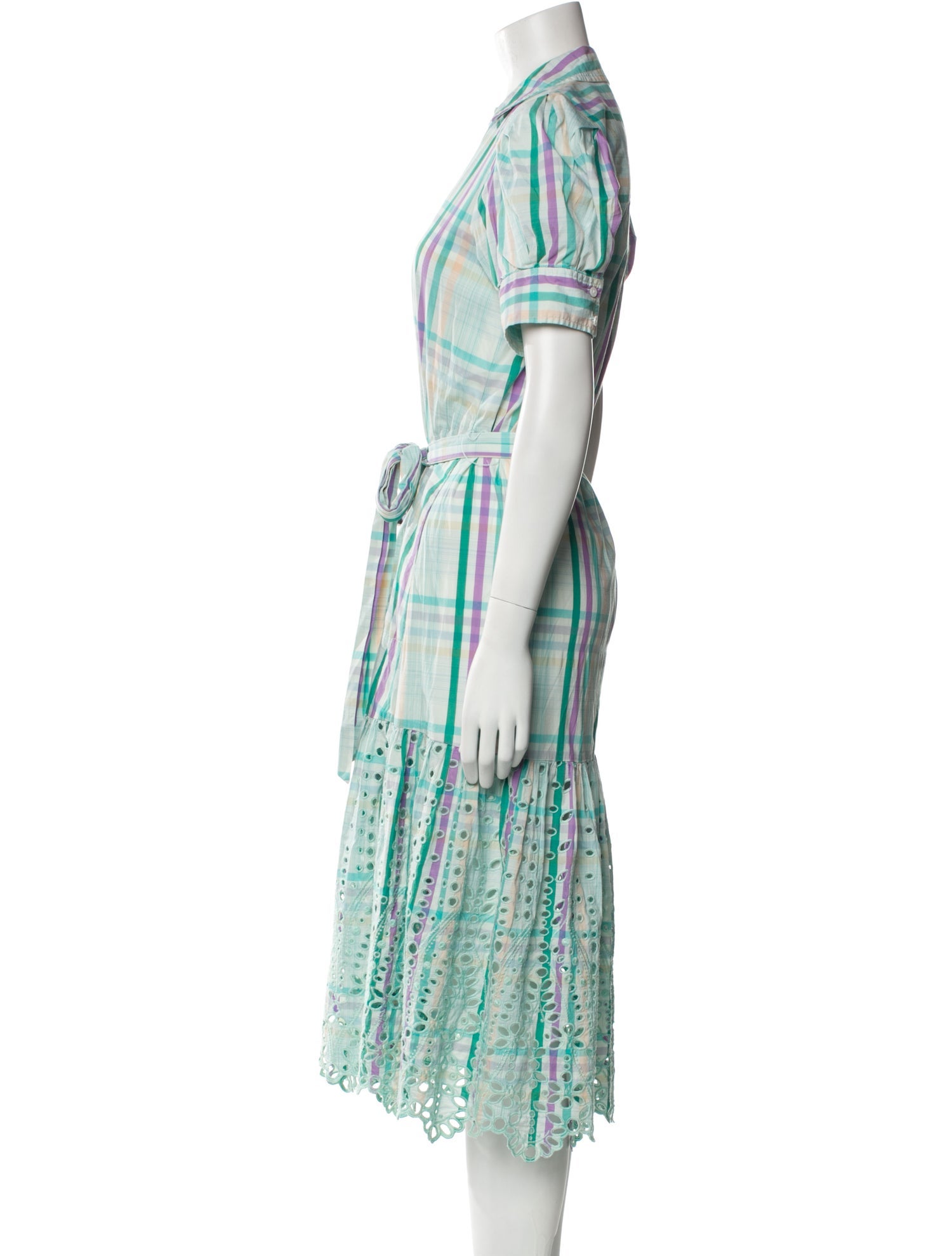 Tanya Taylor Plaid Print Midi Length Dress