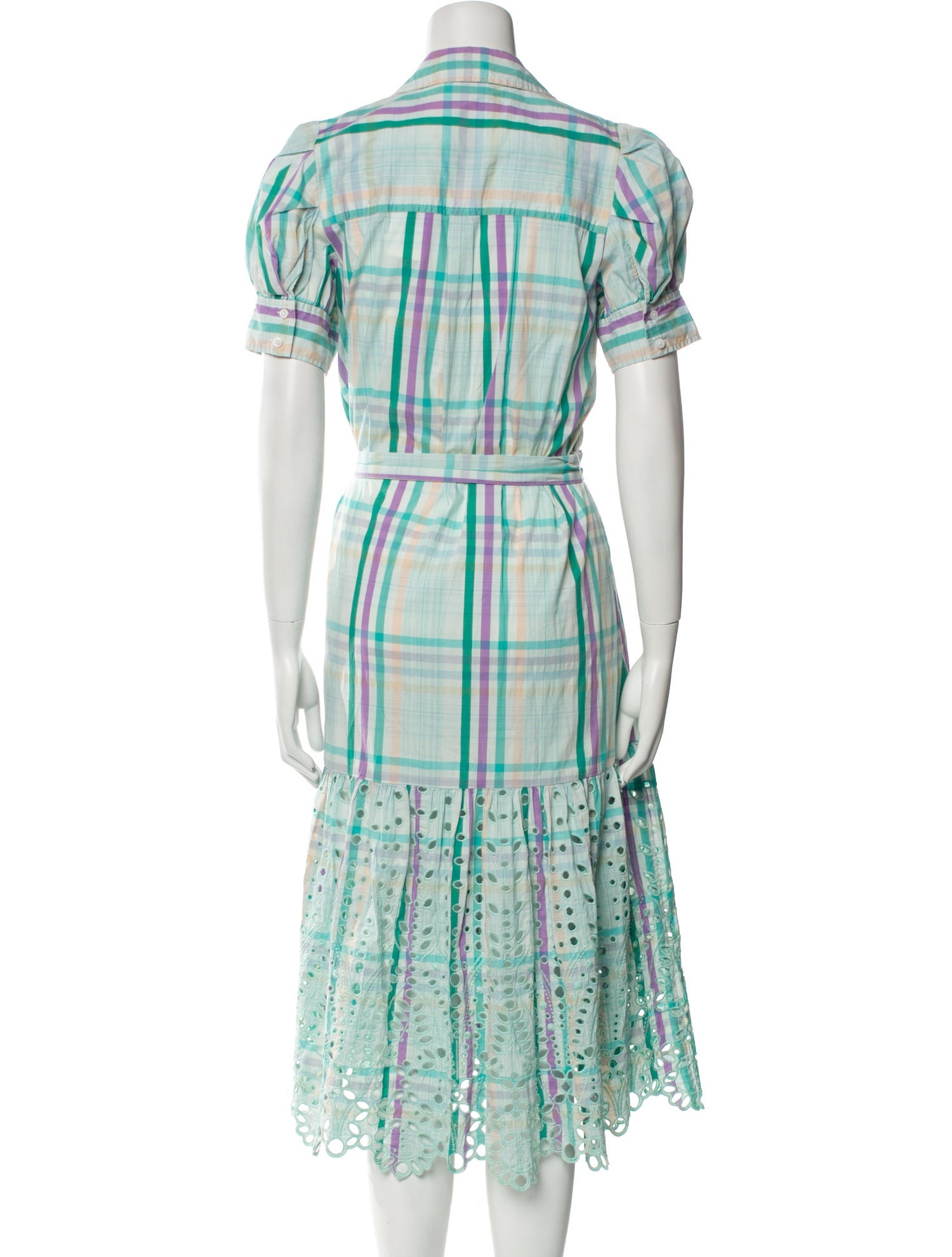 Tanya Taylor Plaid Print Midi Length Dress