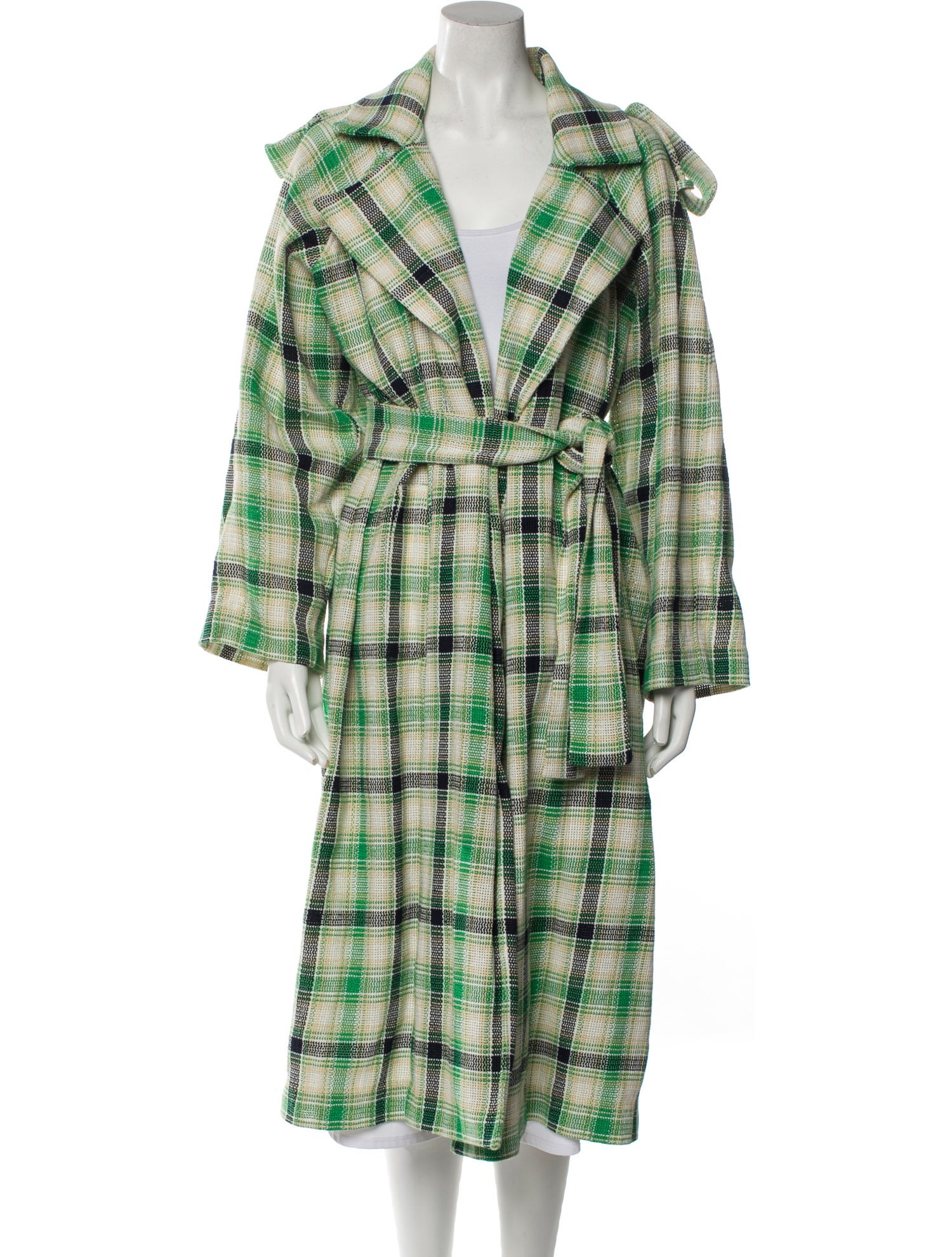 Tanya Taylor Plaid Print Trench Coat