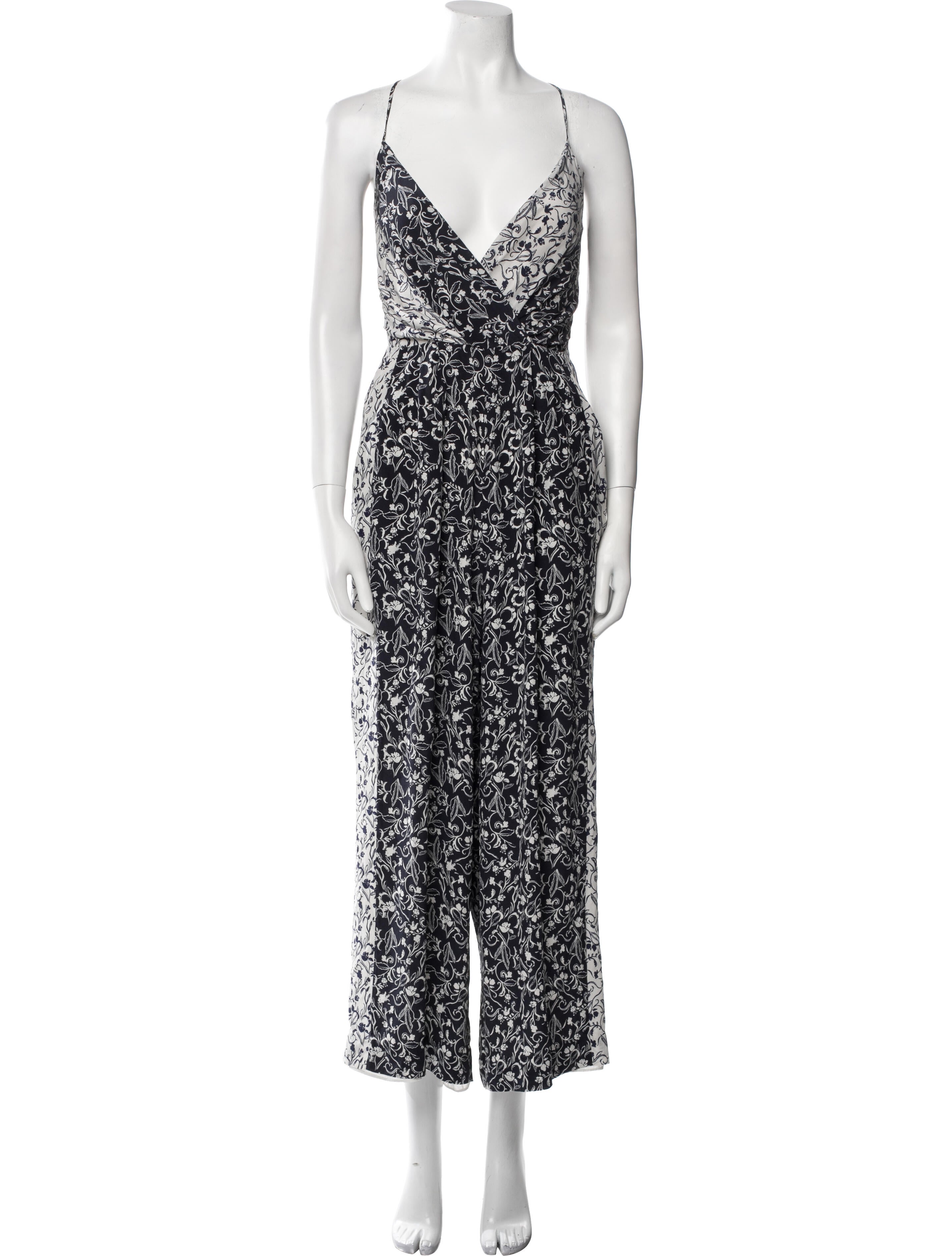 Tanya Taylor Silk Floral Print Jumpsuit