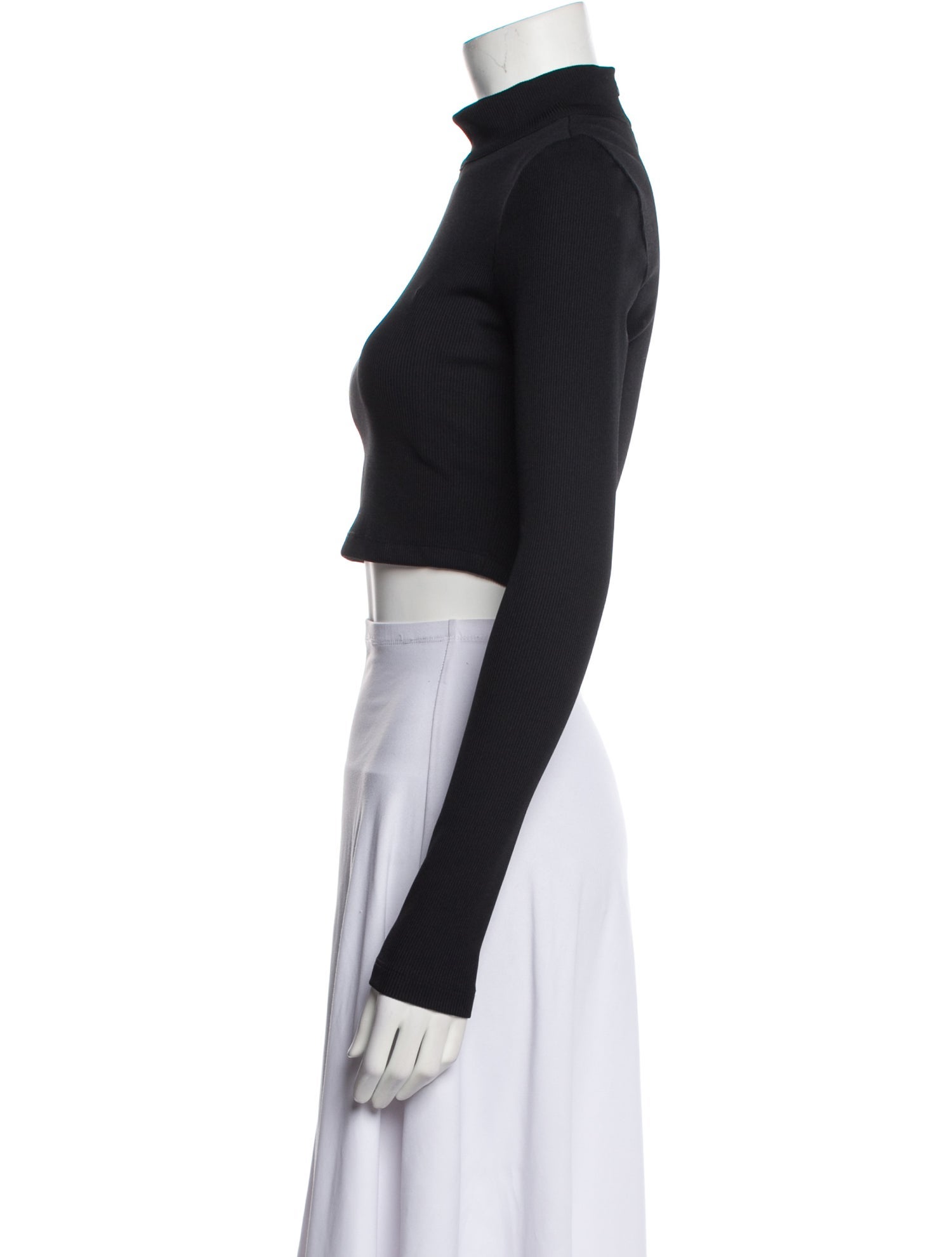 Tanya Taylor Mock Neck Long Sleeve Crop Top