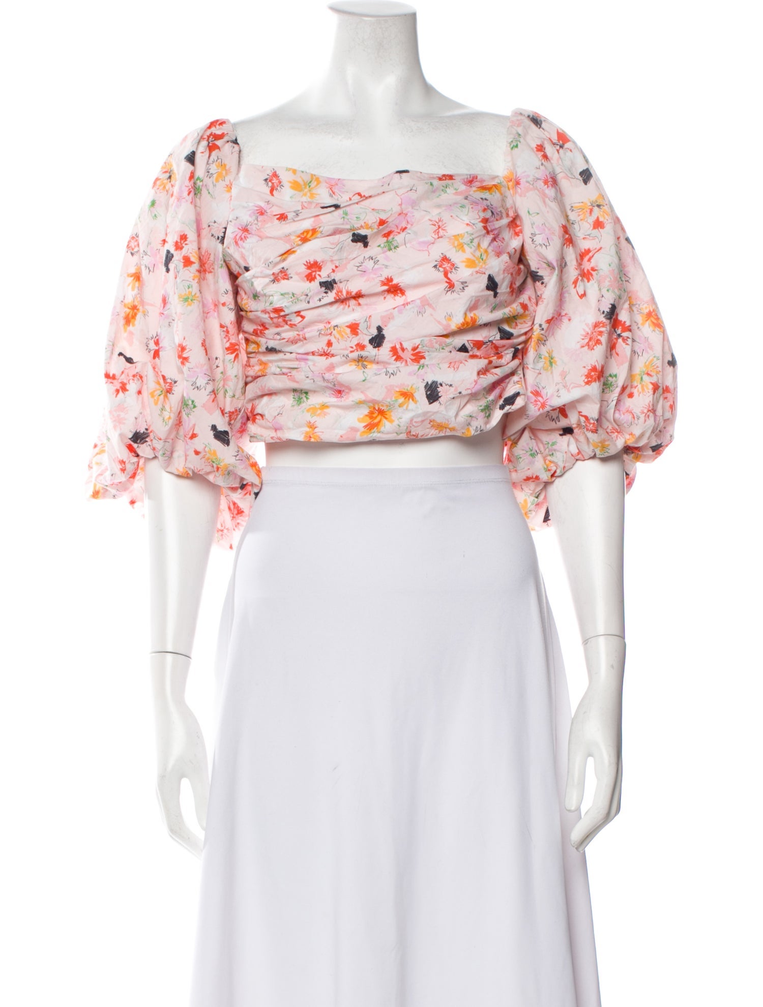 Tanya Taylor Floral Print Square Neckline Crop Top w/ Tags