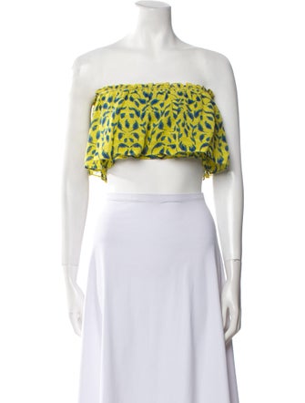 Tanya Taylor Silk Printed Crop Top