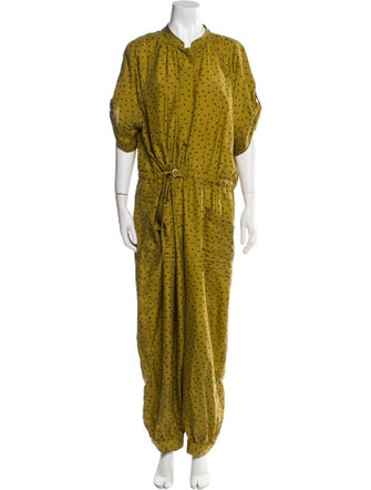 Tanya Taylor Silk Polka Dot Print Jumpsuit
