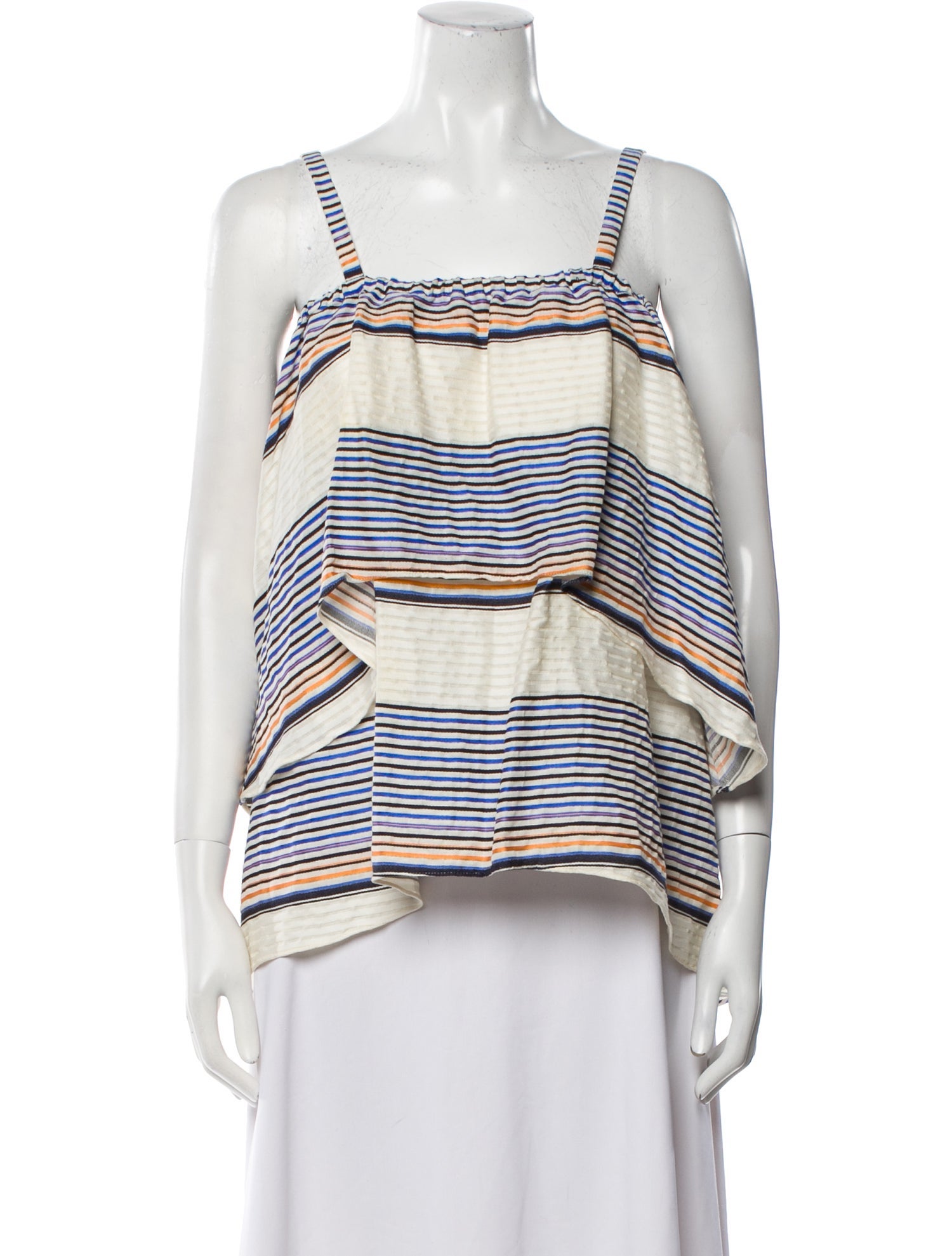 Tanya Taylor Striped Square Neckline Top