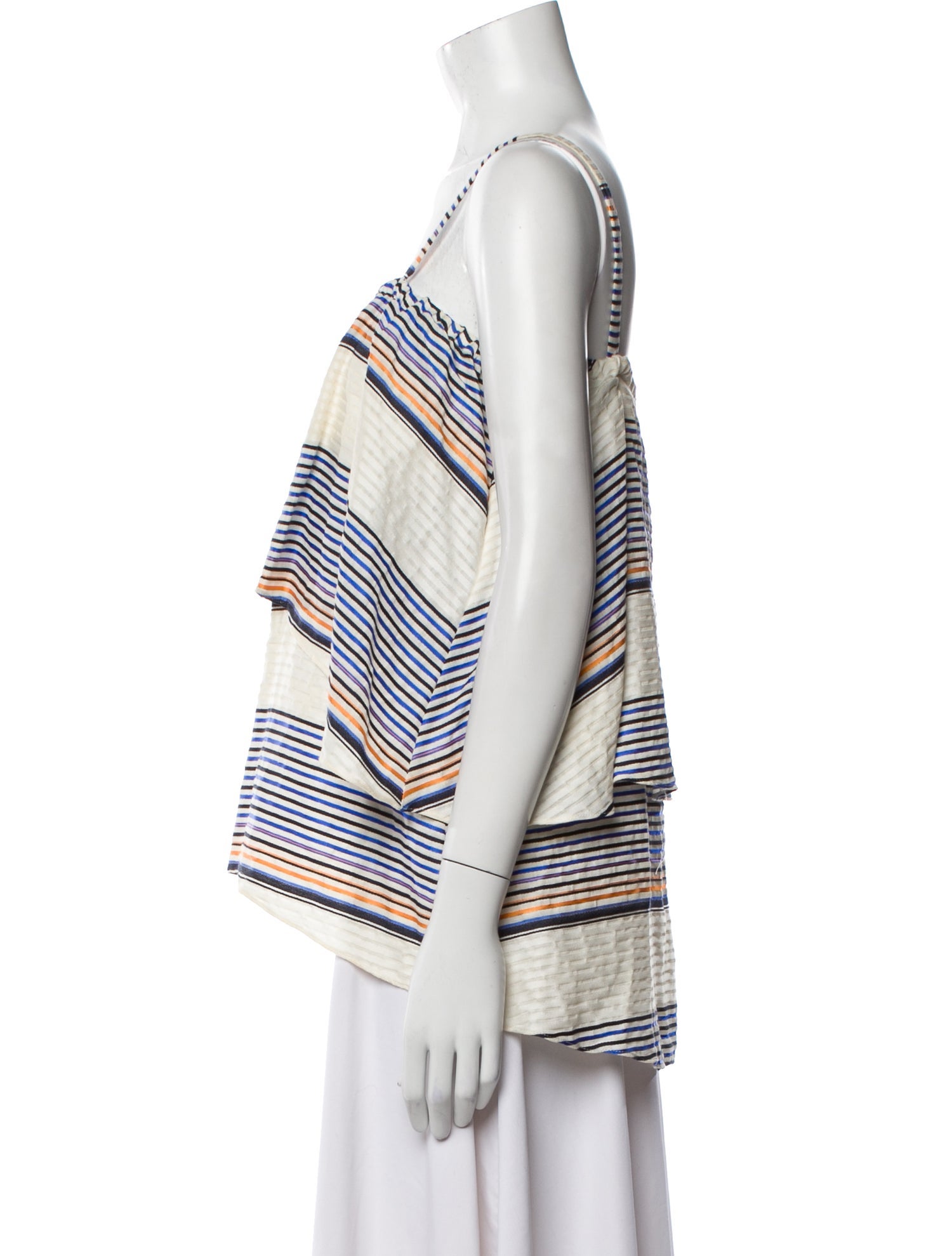 Tanya Taylor Striped Square Neckline Top