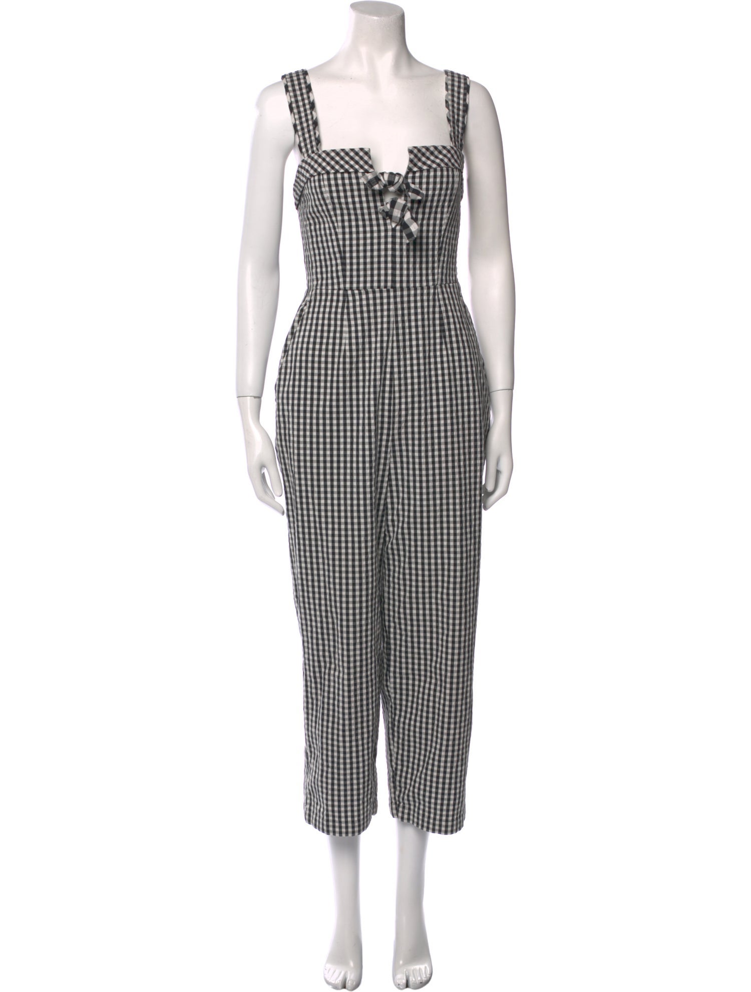 Tanya Taylor Plaid Print Square Neckline Jumpsuit
