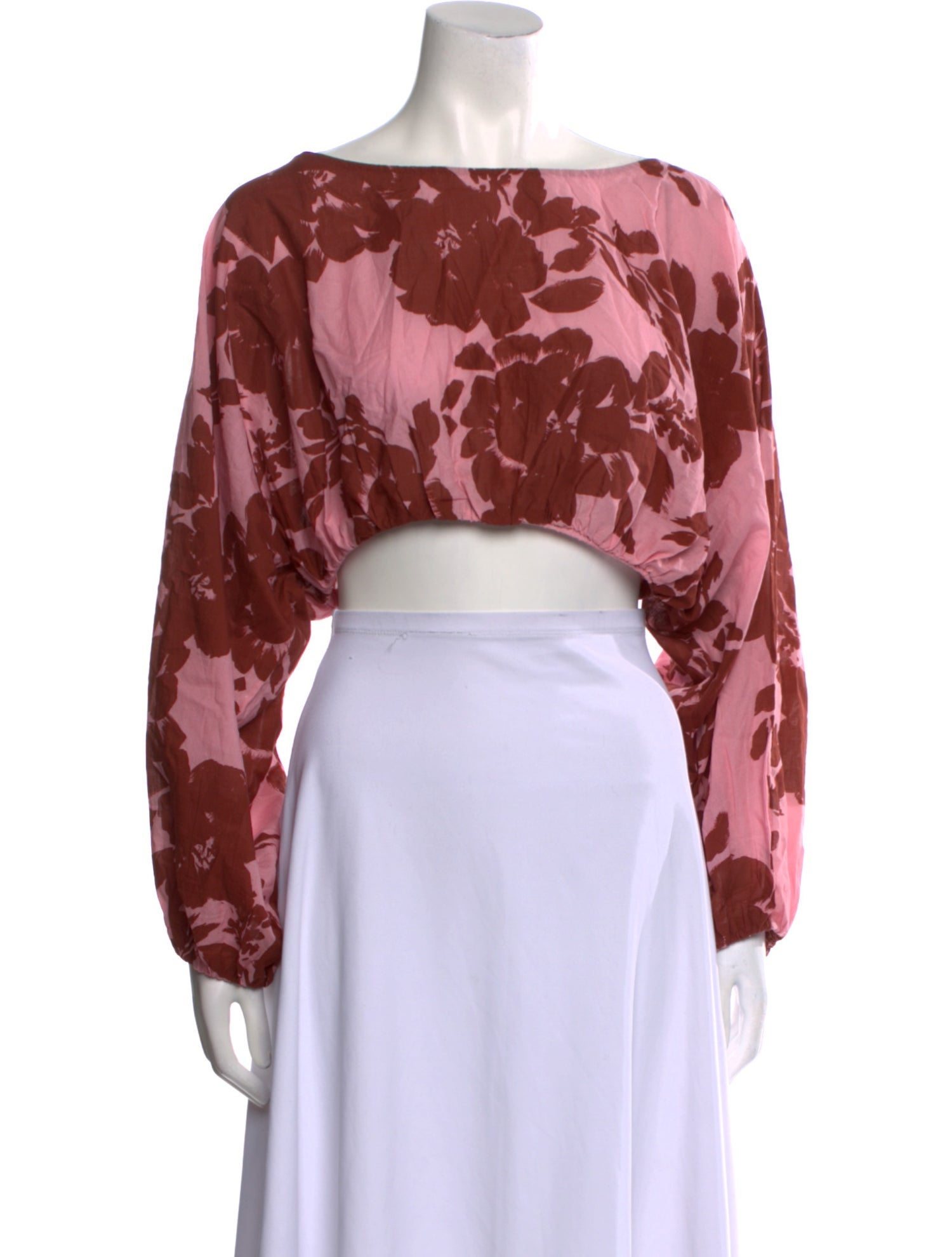 Tanya Taylor Floral Print Bateau Neckline Crop Top w/ Tags