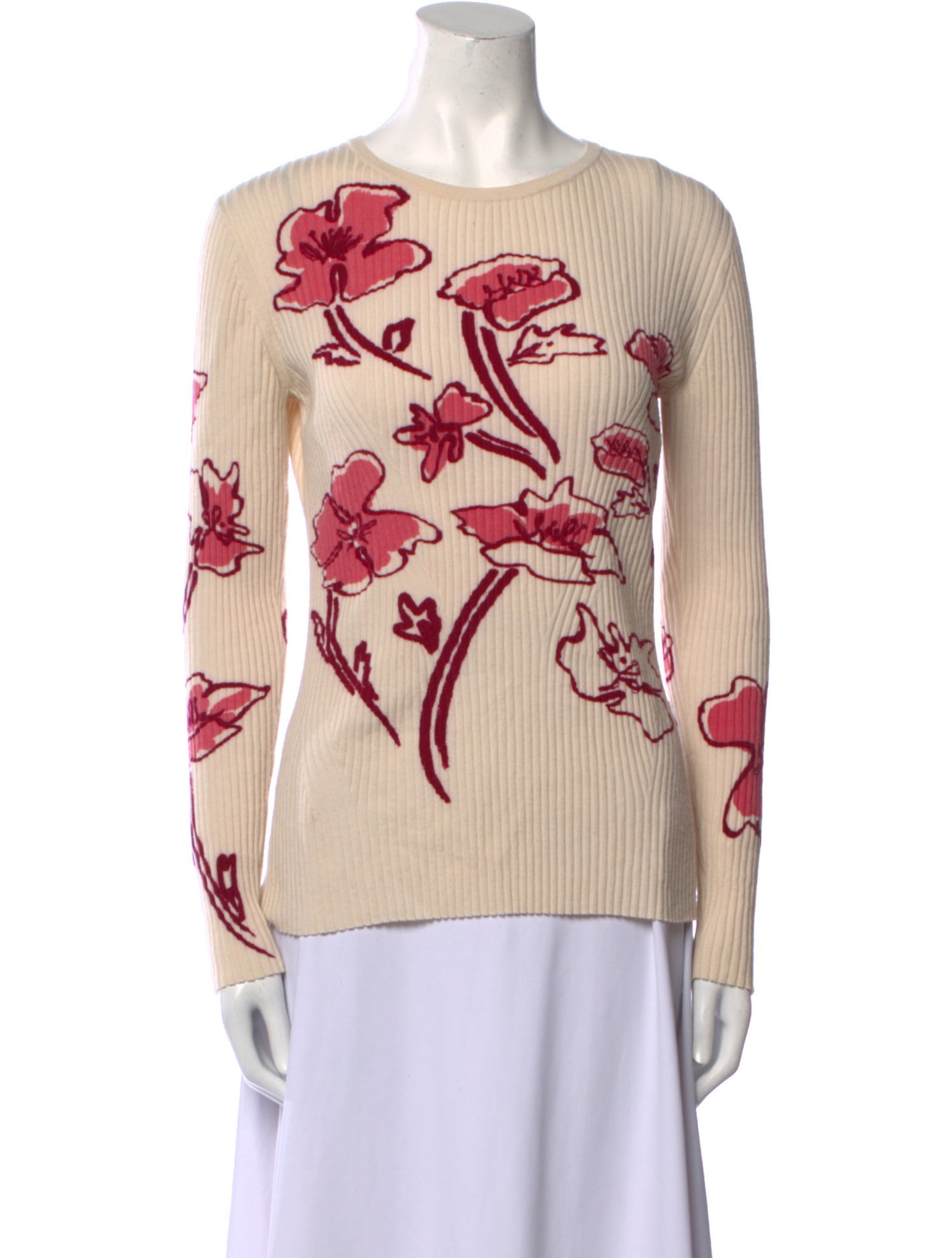 Tanya Taylor Merino Wool Floral Print Sweater