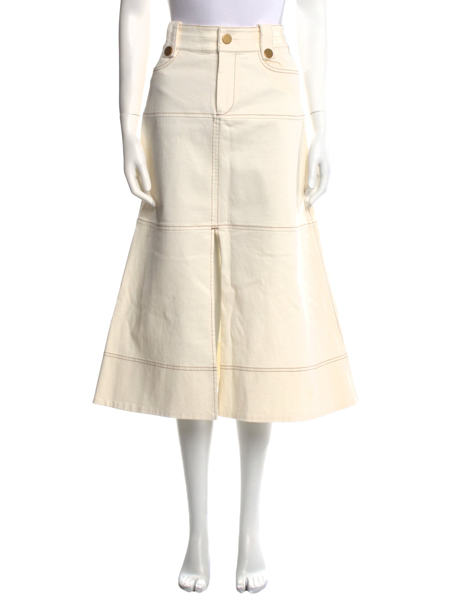 Tanya Taylor Cutout Accent Midi Length Skirt