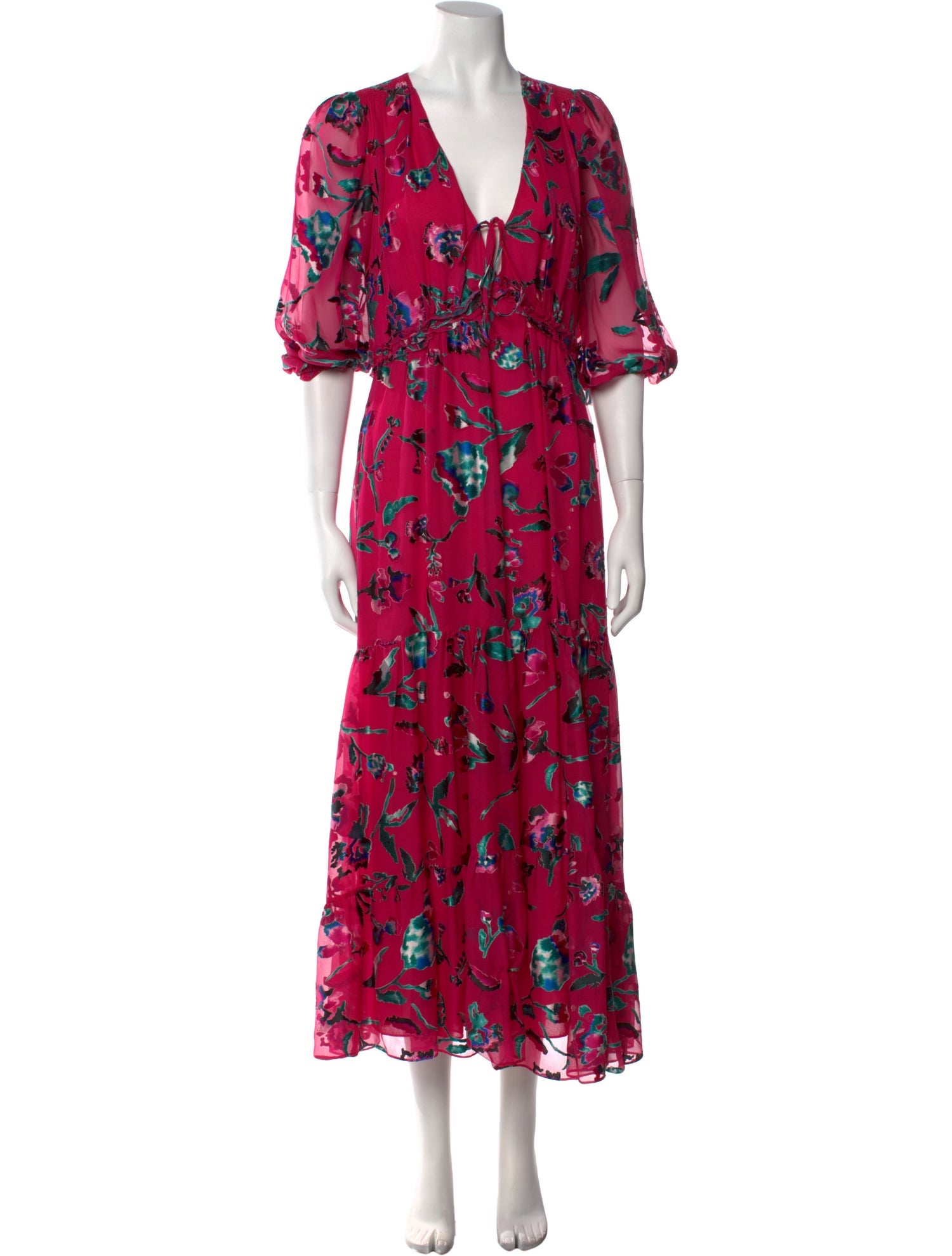 Tanya Taylor Floral Print Long Dress