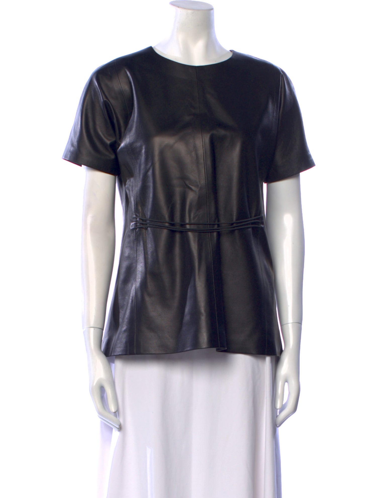 Tanya Taylor Leather Crew Neck T-Shirt