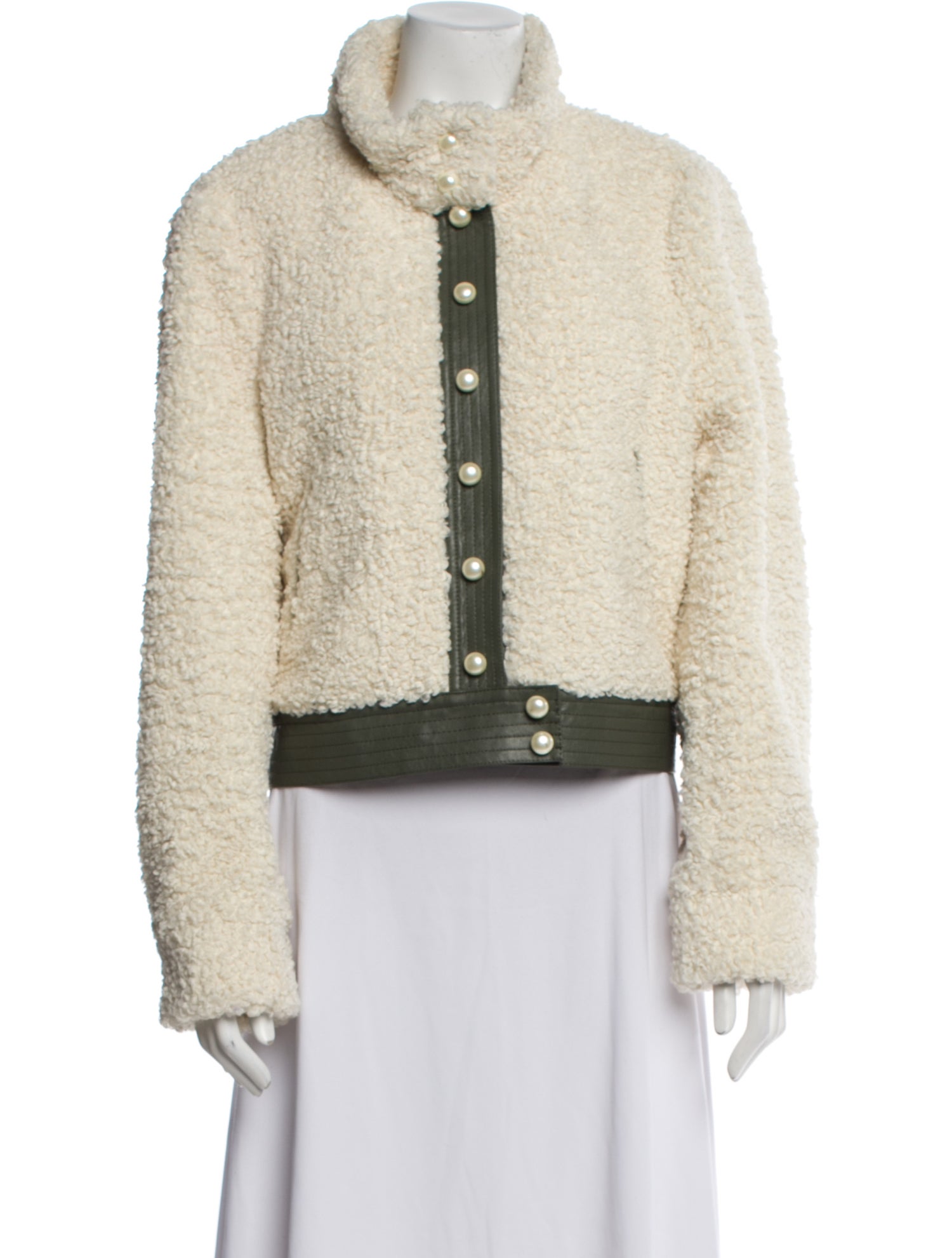 Tanya Taylor Tweed Pattern Faux Fur Jacket